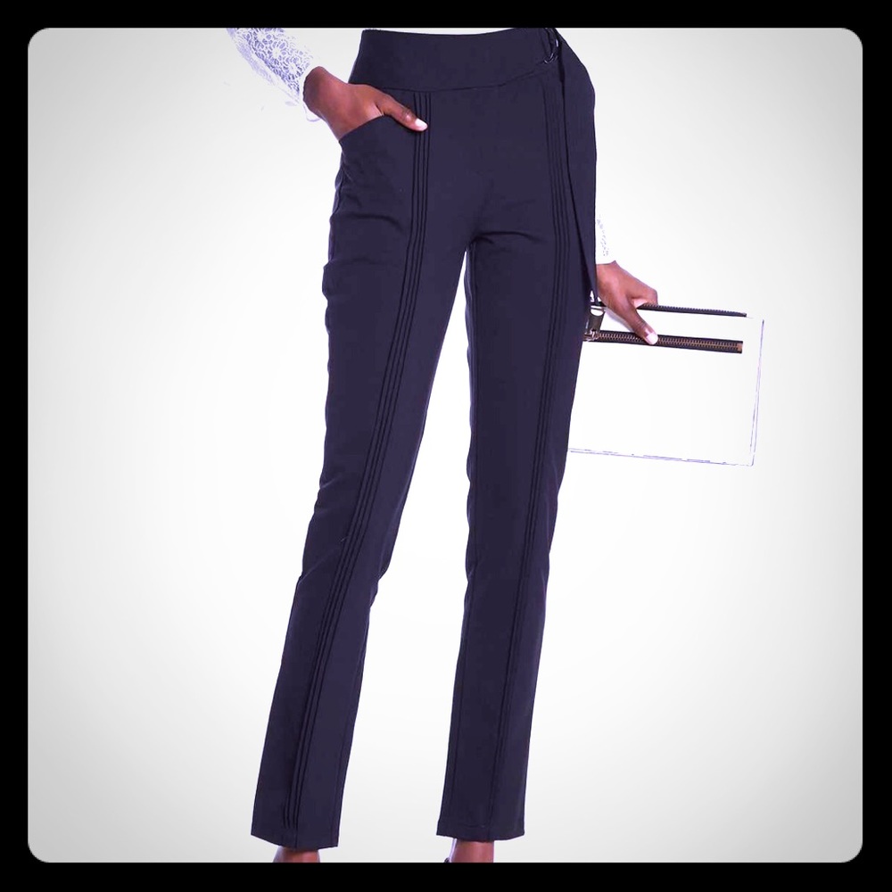 Women's Black Pleated High Waist Pants
